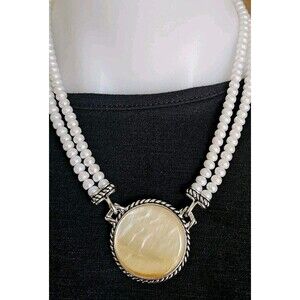 Honora Freshwater Strand Pearl Sterling Silver 925 Mother Pearl Pendant VTG